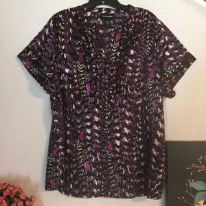 Button Down Blouse. Abstract Print.